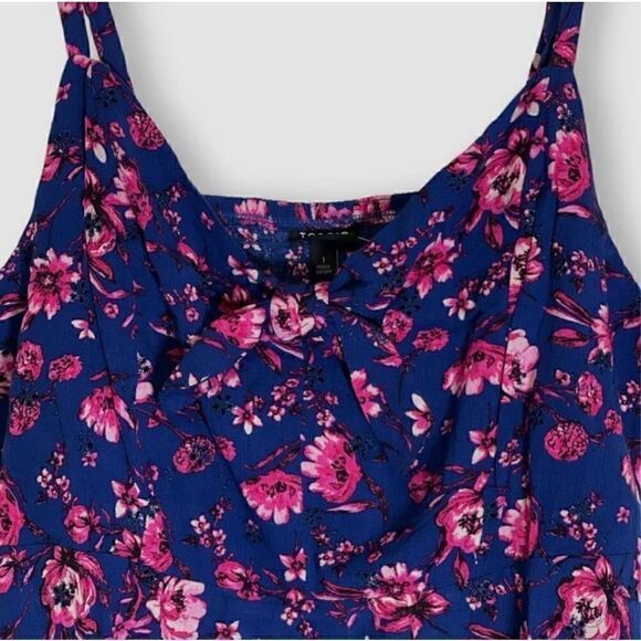 Torrid Blue & Pink Floral Peplum Eyelet Gauzy Tank Cami Sz 3X - Picture 9 of 15